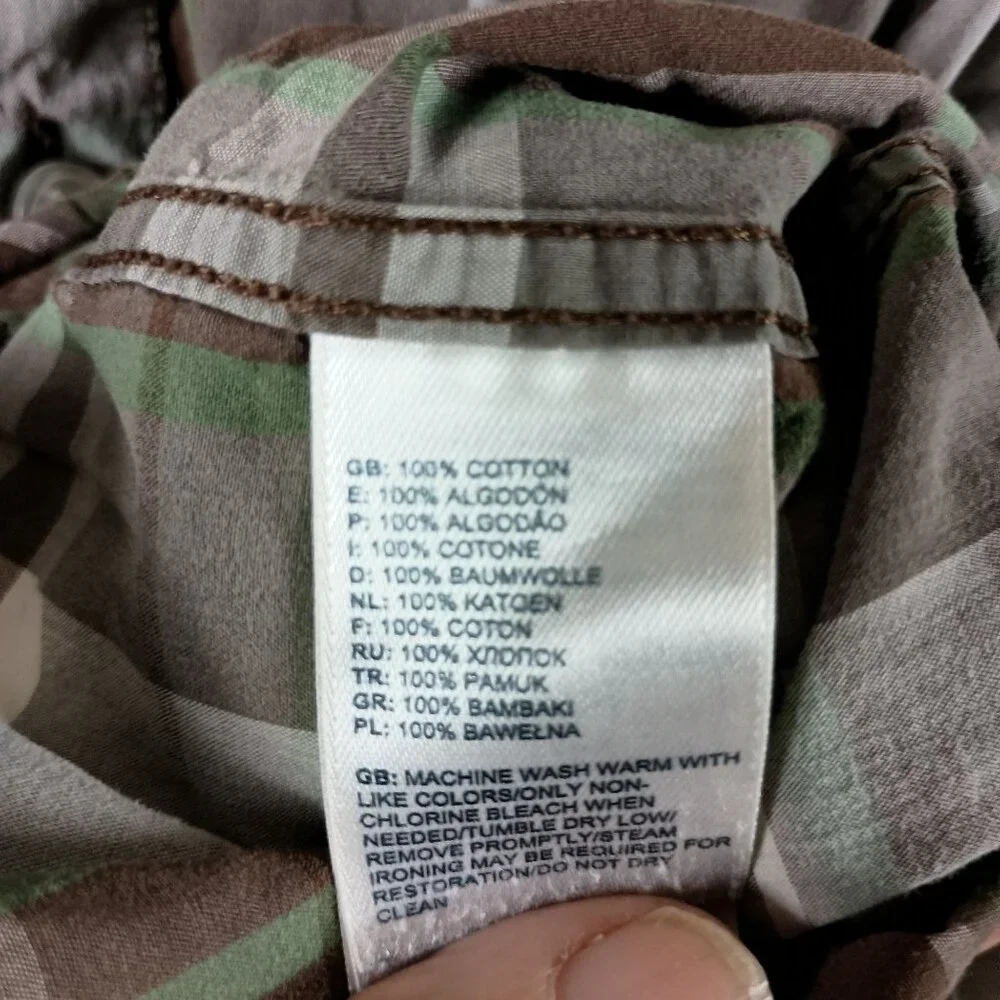 The North Face Plaid Hillside Shirt Mens XL Green Brown Outdoor Gorpcore